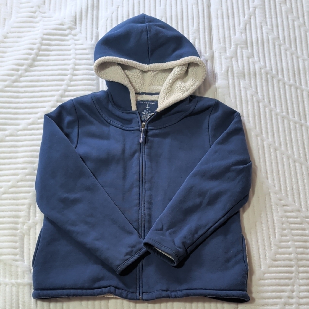 Kids Navy Blue Sherpa-Lined Hooded Jacket